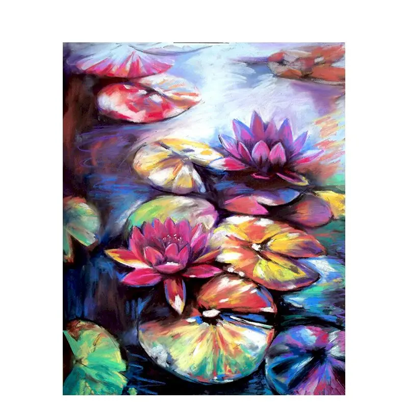 

Lotus Painting By Numbers Flower For Adults On Canvas Unframed DIY HandPainted Kits Oil Picture By Numbers Coloring For Drawing