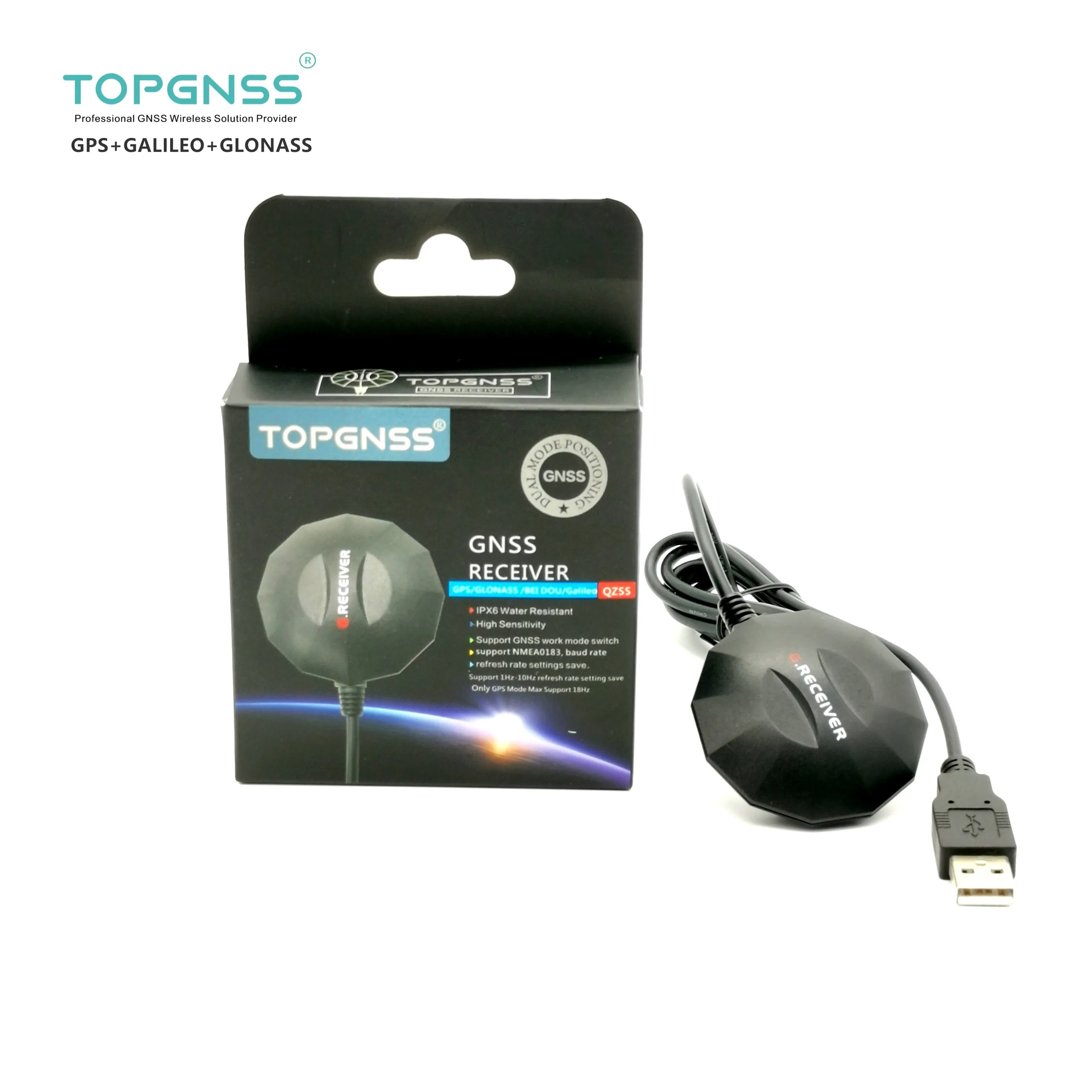 TOPGNSS-Module d\'Antenne Récepteur GPS, Application Industrielle, USB, Dirnass Galileo, GNSS100L