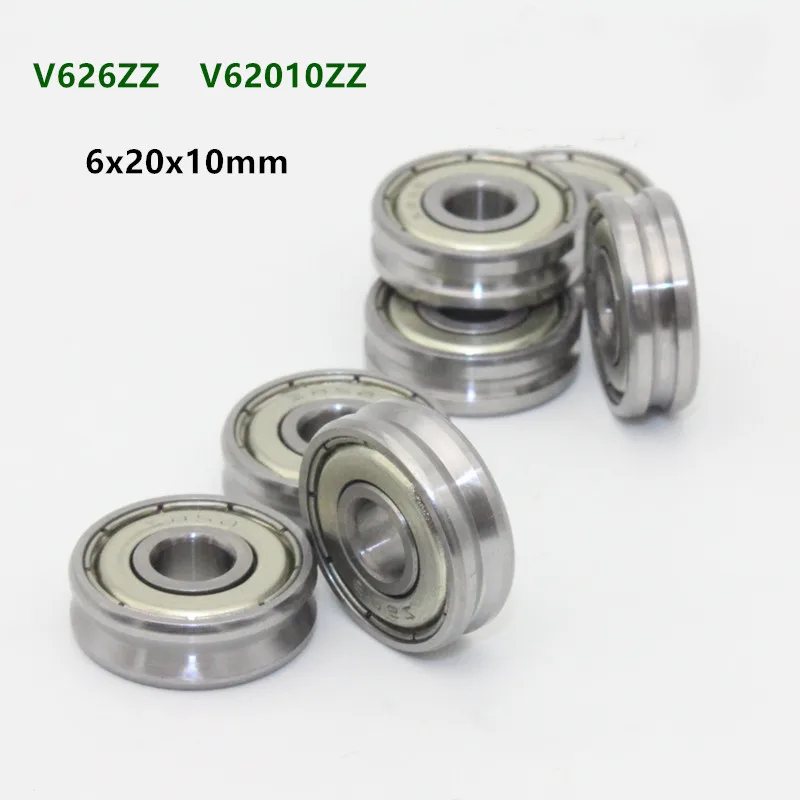 20pcs  V62010ZZ V626ZZ  V grooved straightener guide wheel bearings 6*20*10mm track roller bearing 626VV 6x20x10 mm