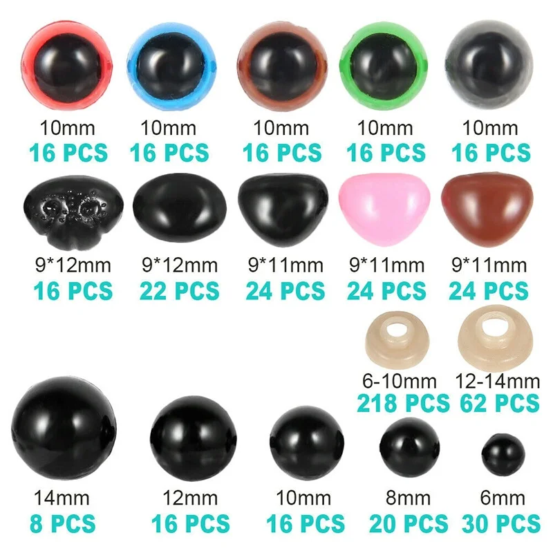 560pcs Eyeball Doll Accessories Black Plastic Plush Safety Eyes Amigurumi For Toys 6mm 8mm 10mm 12mm DIY Funny Toy Eyes Animal