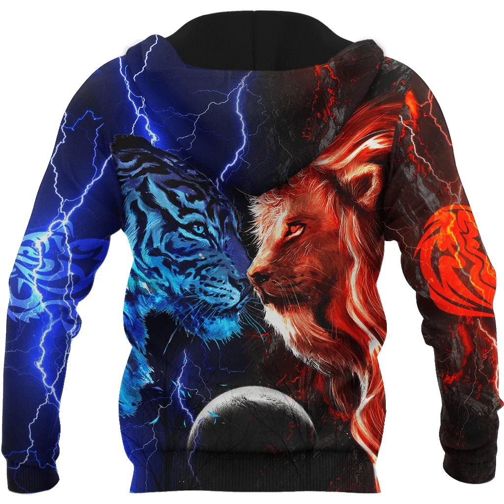 Tiger vs Lion Galaxy lightning 3D All Over Printed Men Hoodie Unisex Casual Jacket Pullover Streetwear sudadera hombre DW0439