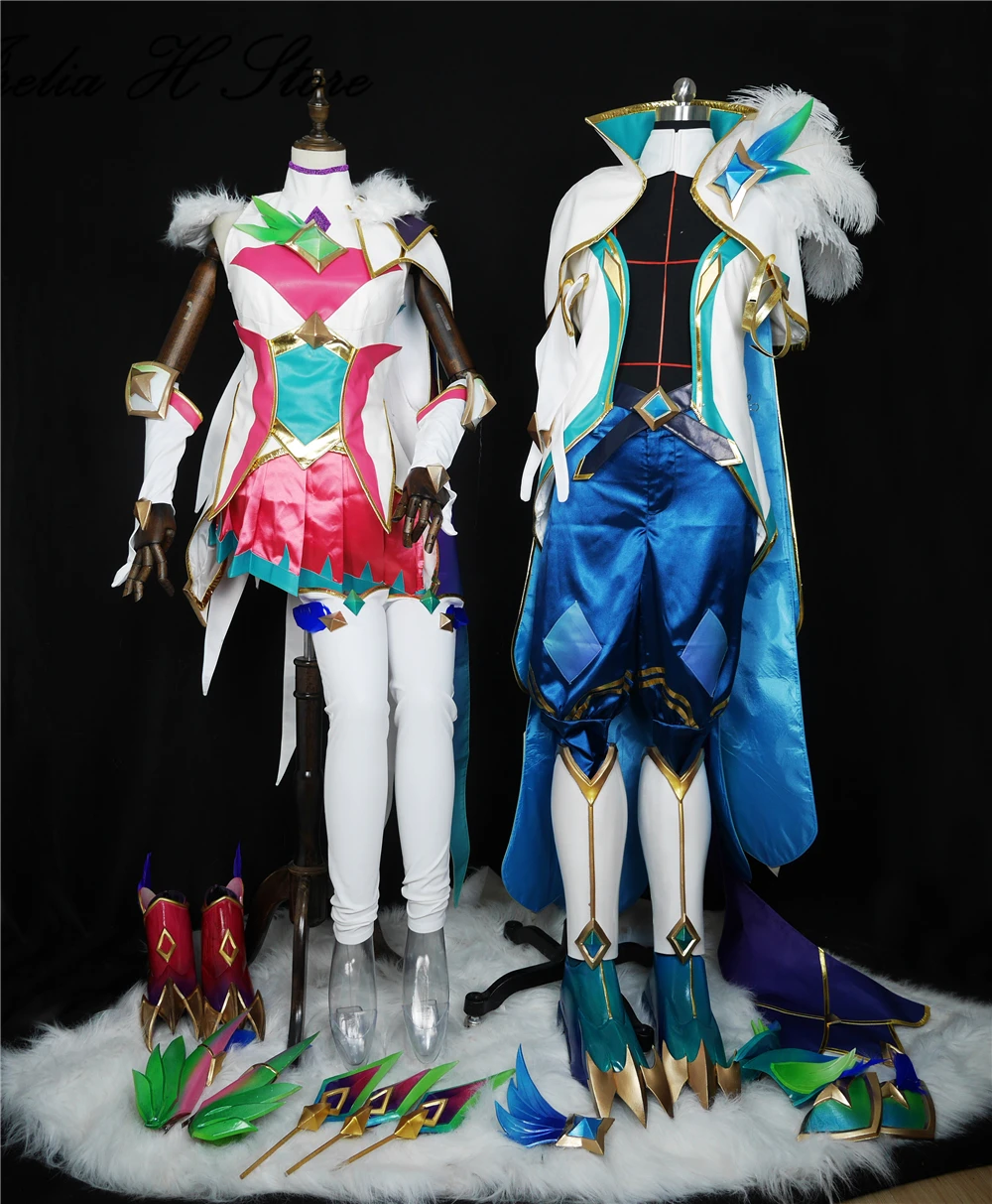 

Irelia H Store Customized LOL Dark Star Guardian Rakan Cosplay Costume with props Halloween Christmas costumes