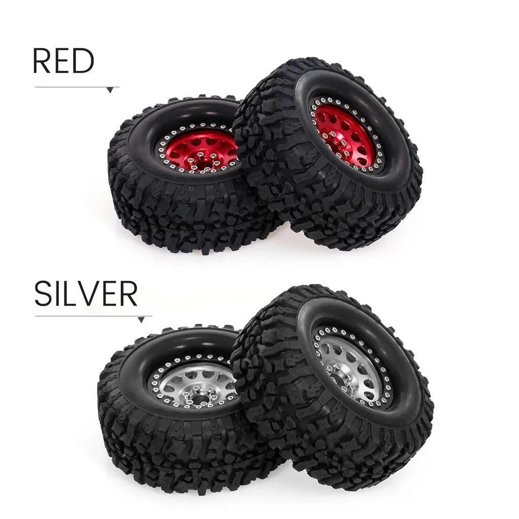 

2PCS High Grip 2.2 Inch RC Rubber Tire Alloy Beadlock Rims Wheel for Trxs Hsp Redcat Rc4wd Tamiya Axial scx10 D90 Hpi RC Car