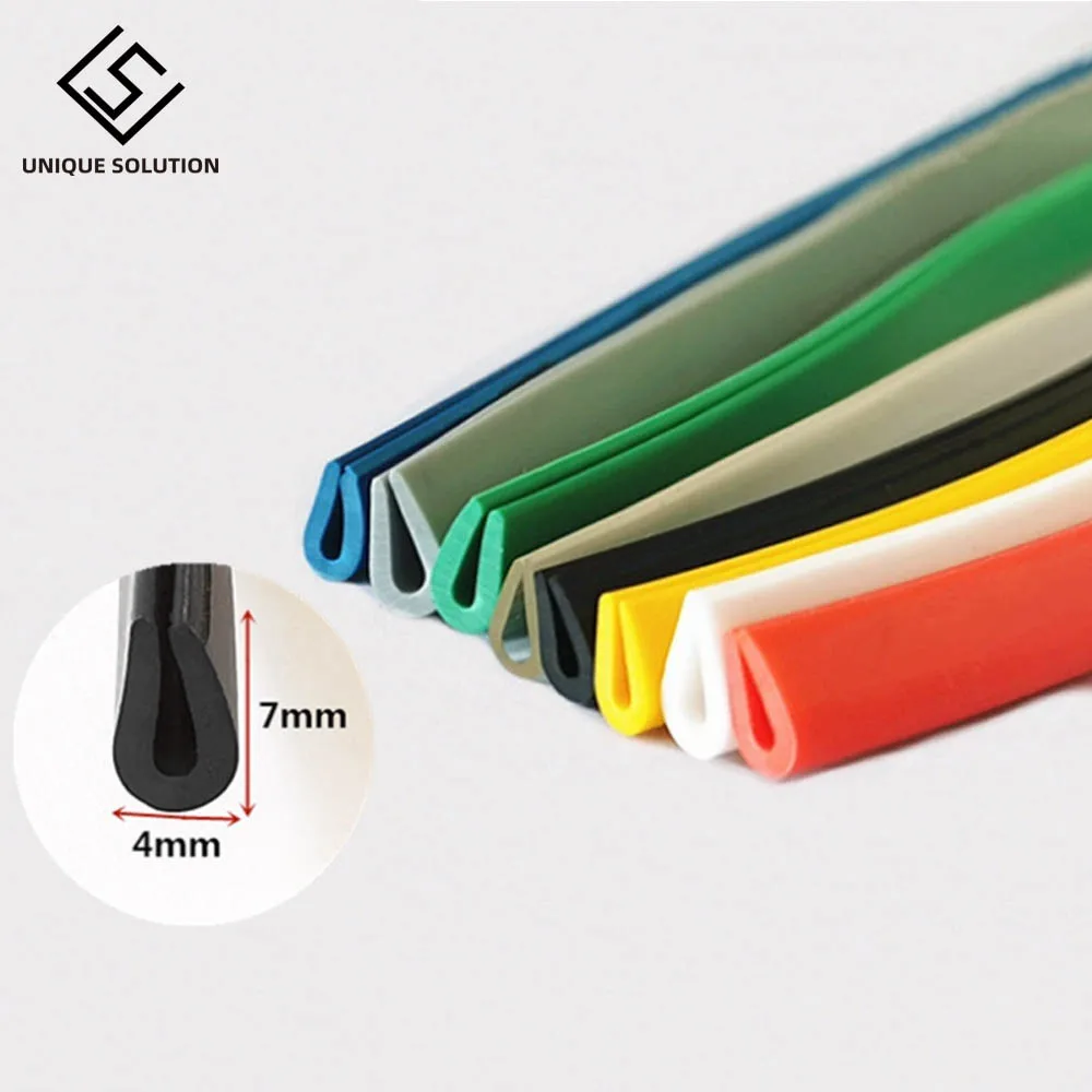 

Rubber U Sealing Strip 7x4mm 0.3-1.5mm Glass Metal Wood Panel Board Edge Encloser Shield White Red Gray Black Blue Yellow Green