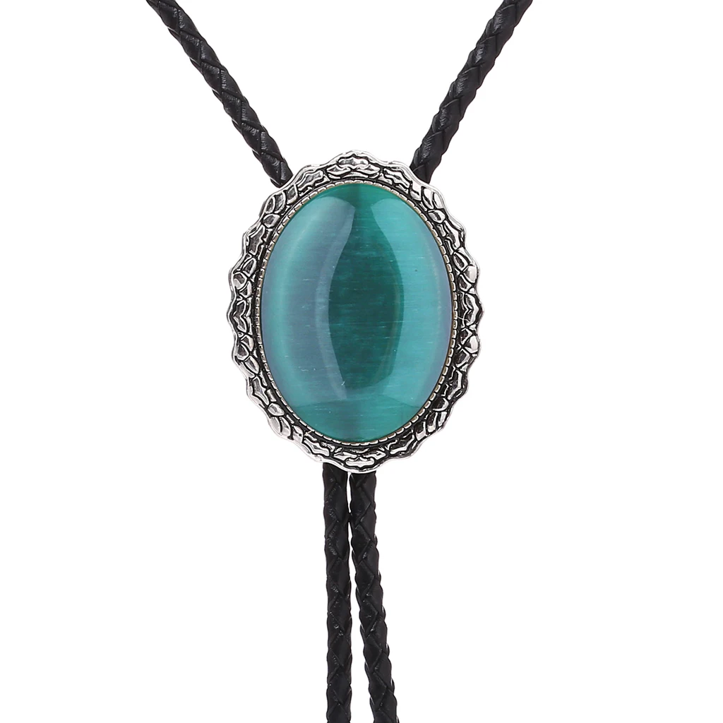 Men and Women's Torn Cracked Gemstone Bow Tie, Leather Rope Necklace, Fashion Bow Tie