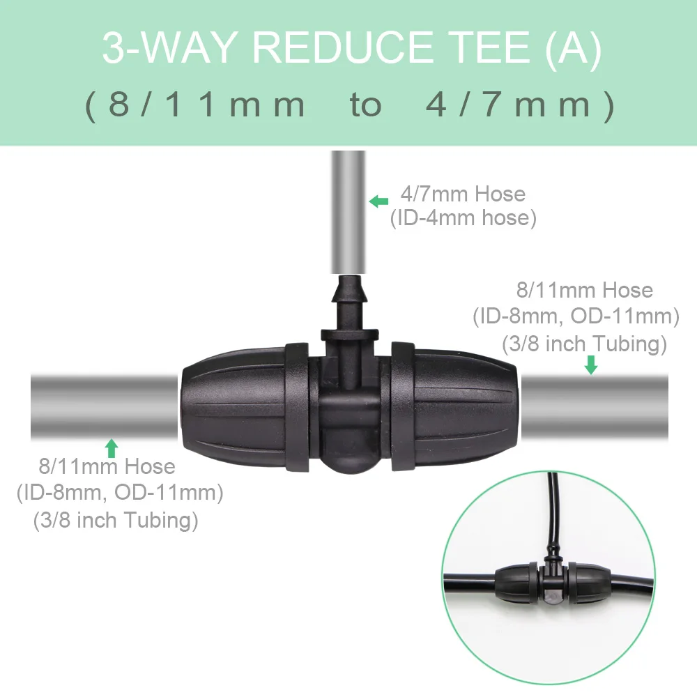 8/11mm złącze węża wodnego Adapter do irygatora ogrodowego 3/8 \'\'do nawadniania rur ogrodowych