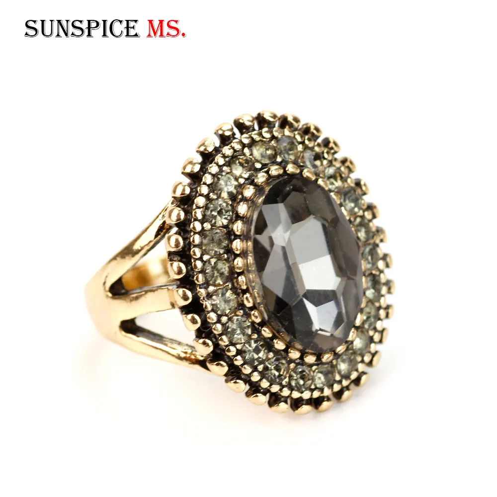 SUNSPICE MS anillo de piedra de Color plata natural Retro Color rojo verde anillo de dedo de resina Bohemia joyería India europea