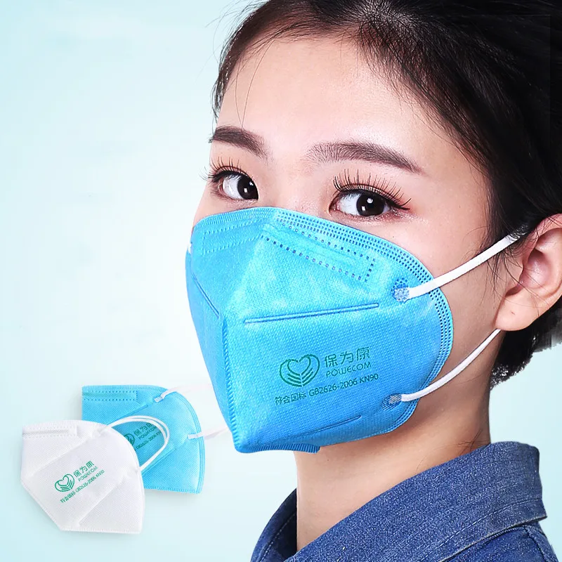 Powecom KN90 Mask Particulate Anti-ฝุ่น Smog-Proof PM2.5พับได้สบายหูประเภทหัว Respirator การผลิต Face Mask