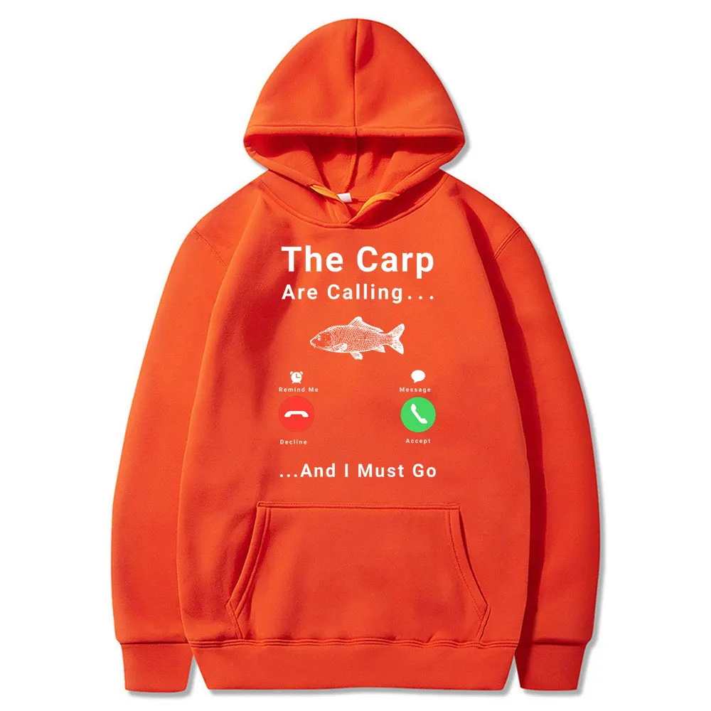 2021 New The Carp Is Calling Print Hoodie I Must Go Fishing Men Women Hip Hop Street Clothing Hoodies Sweatshirt Male Hoody