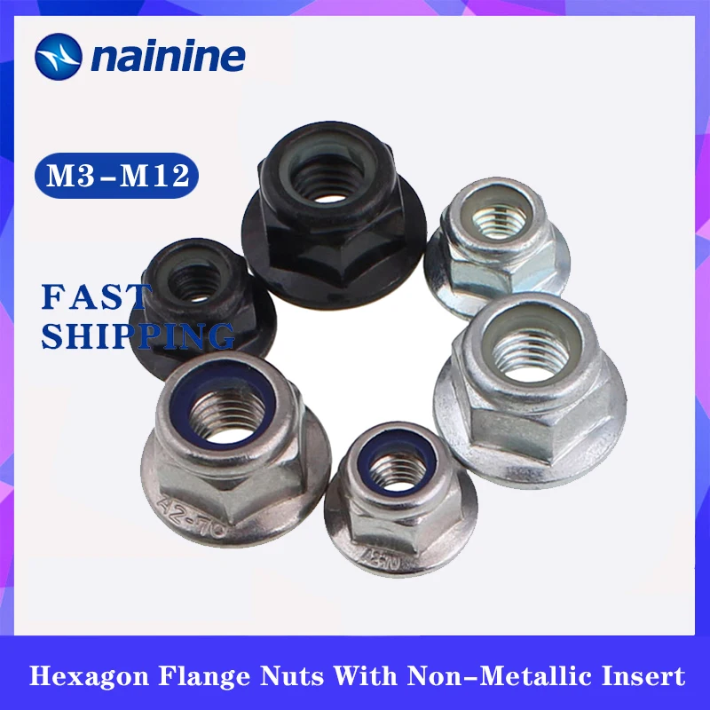 DIN6926 304/316 Stainless Steel Hexagonal Flange Nut With A Non-slip Mat Nylon Locking Nut