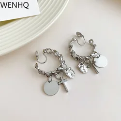 European and American Design C Shape Clip on Earrings Female  High-quality Metal Mosquito Coil Plate Without Pierced Ear Clip