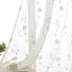 Bestickt Weiß Floral Tüll Fenster Vorhänge Für Wohnzimmer Europäischen Voile Sheer Vorhänge Für Schlafzimmer Küche Vorhänge Jalousien