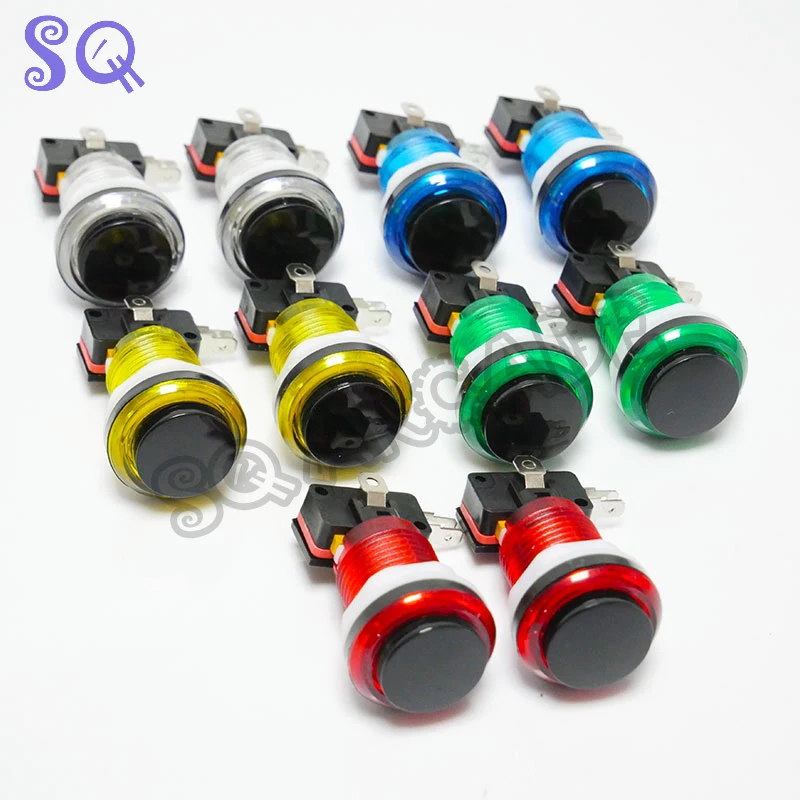 5V/12V Black Center Led Arcade Machine Push Button With Mirco Switch 5 Colors for Pandora Game Console MAME Raspberry Pi