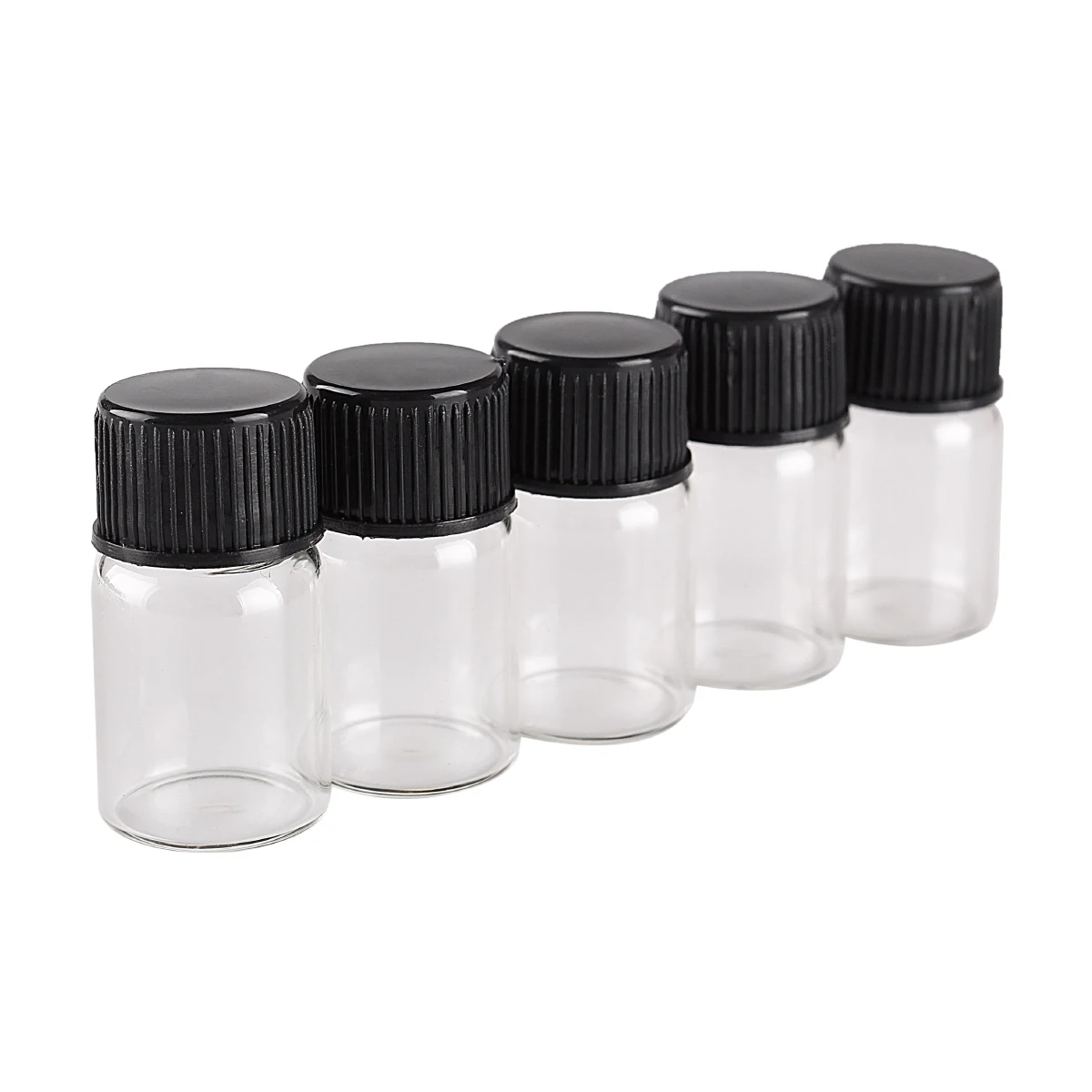 10pcs 2ml 16*26.5mm Glass Bottles with black Plastic Lids Glass Vials Small Mini Glass Jars Potion bottles for Art Craft