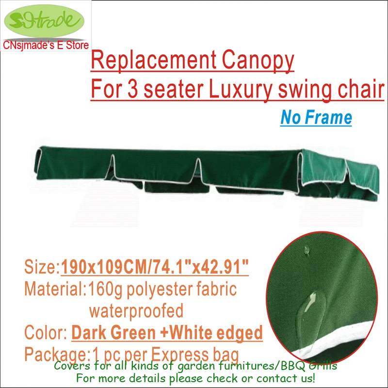 Custom made Canopy replacement for 3 seater Luxury swing chair 74.8