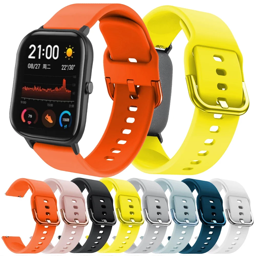 20 22mm Silicone Bracelet for Amazfit bip/GTS 4/2/2e/Mini/GTR 4 42mm/47mm/GTR 2/2e/stratos active 2 Sport band Strap amazfit bip