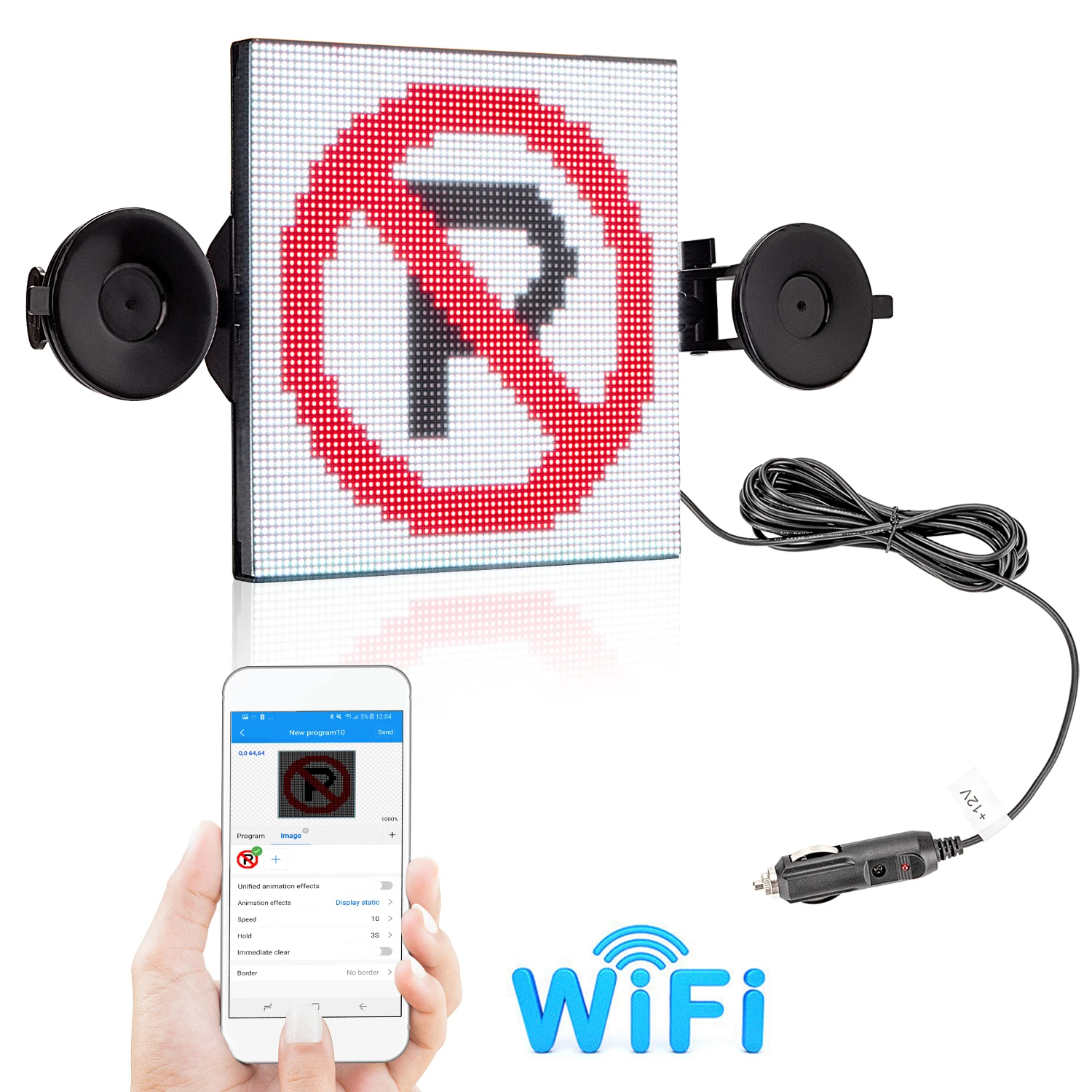 Panneau d'Affichage LED pour Voiture, 12V, Contrôle RVB, WiFi, Programmable, Message Défilant, Multilingue