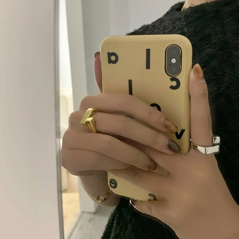 Foxanry Minimalist Stamp Glossy Rings for Women Fashion Creative Cross Geometric Gold Plated Party Jewelry Gifts