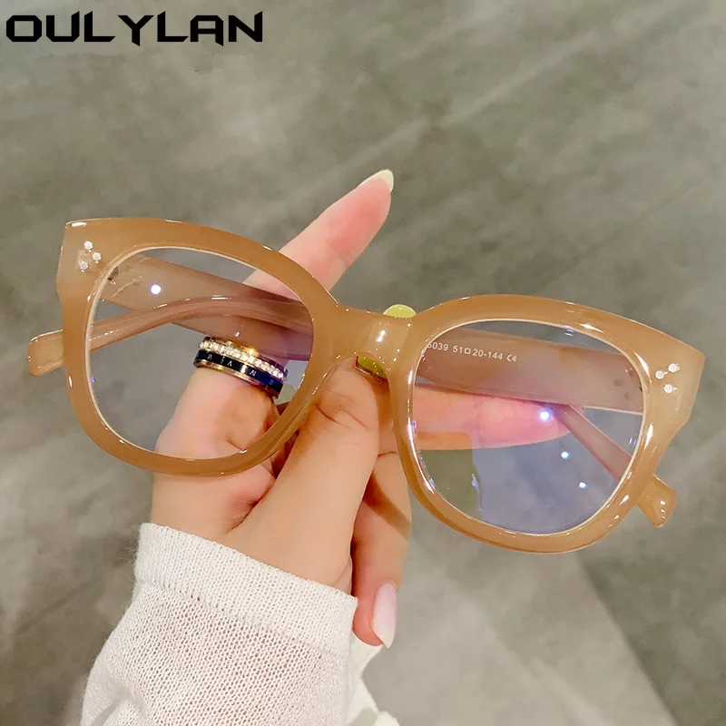 Oulylan Square Anti Blue Light Glasses Frame Women Men Optical Computer Eyeglasses Frames Office Decoration Fake Eyewear