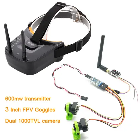 3 channel Dual Video camera CMOS 1000TVLfpv  camera with 5.8G 40CH Dual Antennas 3 Inch FPV Goggles Video Glasses Headset HD