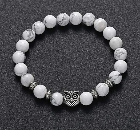 8mm white multicolor nature Agate Onyx Chakra Healing Reiki Buddha Yoga Bracelet elastic adjustable Volcanic Stone Bangles fr34