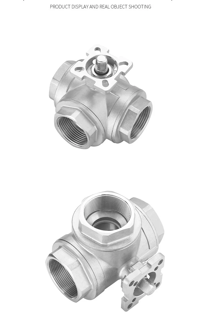 1/4" 3/8" 1/2" 3/4" 1" 2" SS304 Edelstahl Hochplattform-Dreiwege-Kugelhahn T/L-Typ Innengewinde DN8/DN10/DN15/DN20/DN25 – Detail 2