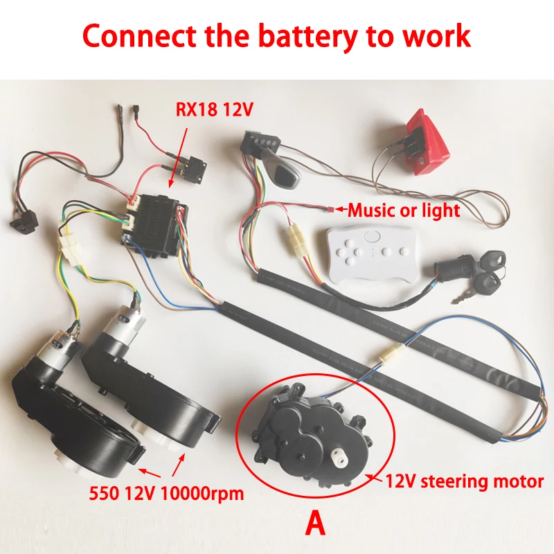 Children Electric Vehicles Wiring Harness DIY With RX30 RX18 Remote Control Kit and 12V 24V RS550 Gearbox Ride On Toys Car Parts image 3