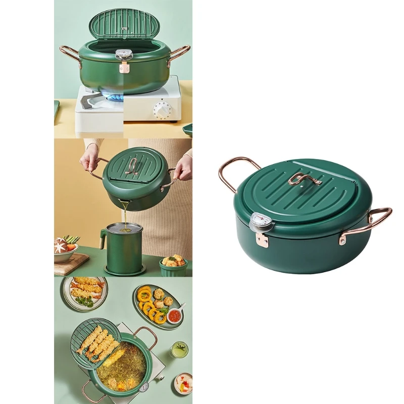 

2022 Tempura Frying Pan Deep Fryer Pot with Temperature Control Carbon Steel Japanese Fryer Pot for Kitchen Home Chicken Legs