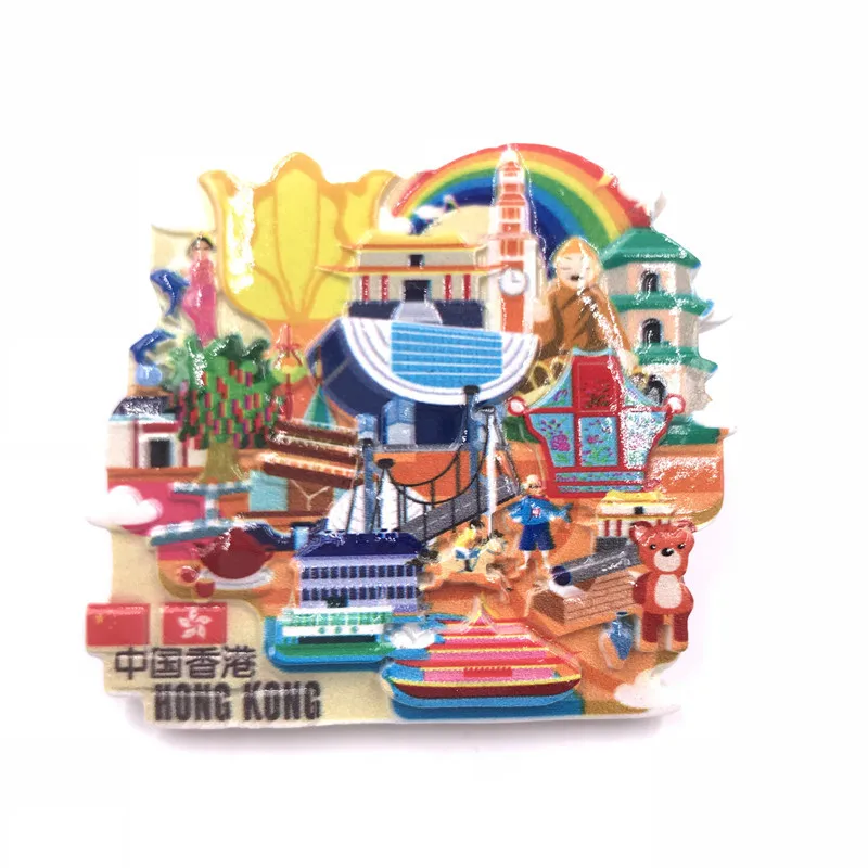 World Tourism Fridge Magnet Souvenir Creative Resin Moscow Russia, Hong Kong, Qingdao, Finland, Japan Stickers for Refrigerator