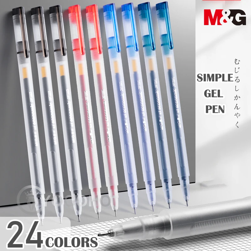 

12Pcs/lot Creative Gel Pen Black/Blue/Dark Blue/Red 0.5mm Gel Pens Writing Stationery Fashion Style School Office Supplies Gift