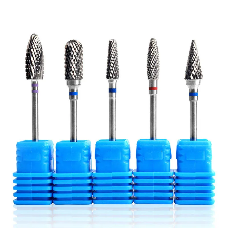 Tungsten Steel Solid Carbide Nail Drill Bits Burr Grinding Head 3/6mm Metal Diamond Material Power Nail File Tools Pedicure Bule