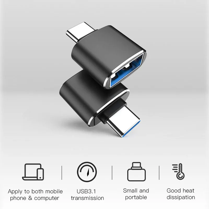 Type-C Adapter Silver USB C Male to USB3.0 Femail USB OTG converter for devices with typec interface