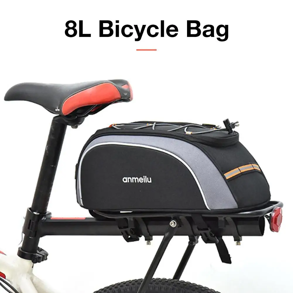 8L Bicycle Bags Large Capacity Waterproof Cycling Bag Mountain Bike Saddle Rack Trunk Bag Luggage Carrier Bike Storage package