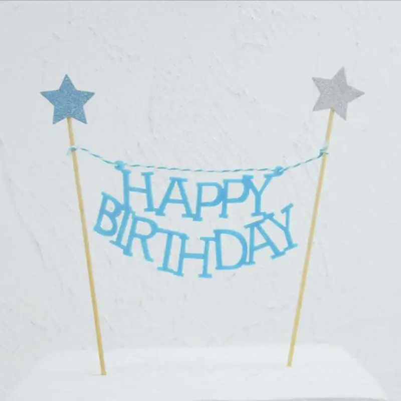 Happy birthday cake topper flag Baking Dessert Cupcake Topper wedding kids Baby Shower Baking Cake Top Insert Decor Decorations