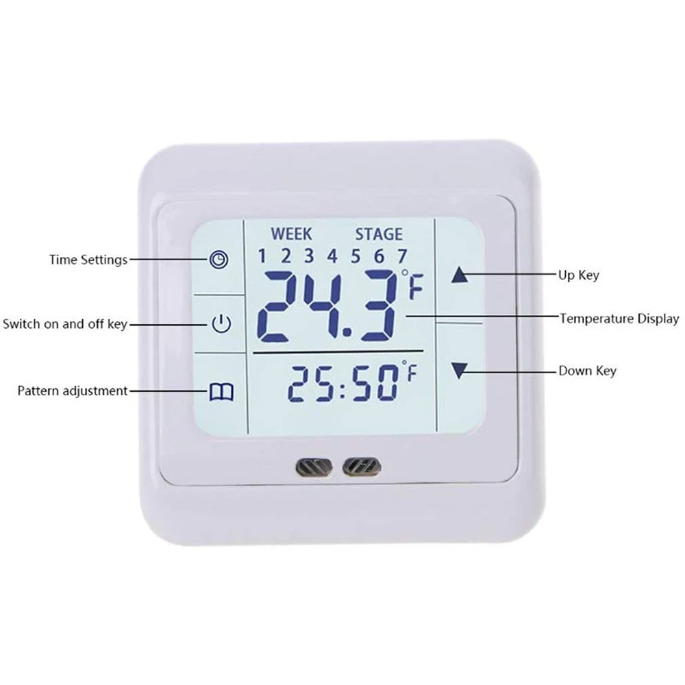 Termostato Digital LCD para calefacción de suelo, controlador de temperatura caliente programable con pantalla táctil de 220V para el hogar