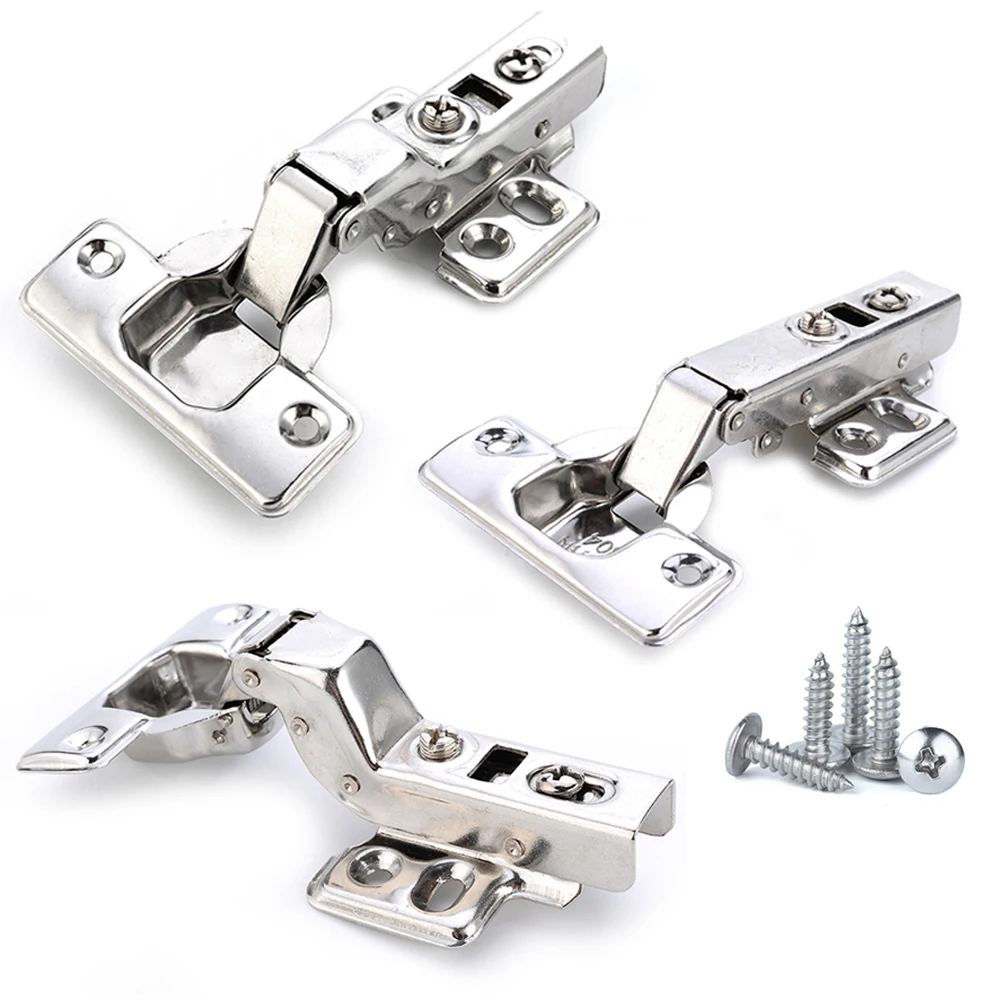 

4Pcs C Series Hinge Stainless Steel Door Hydraulic Hinges Damper Buffer Soft Close For Cabinet Cupboard Furniture Hardware