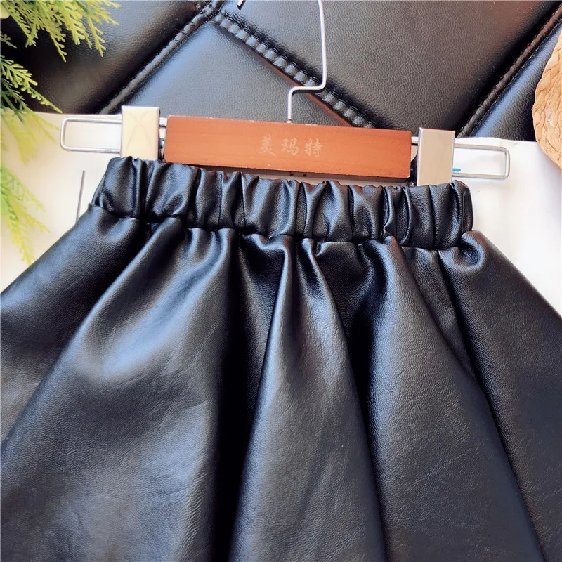 Fashion Baby Girl PU Leather Pleated Skirt Infant Toddler Child Spring Autumn Winter Faux Leather Skirt Baby Short Clothes 2-10Y