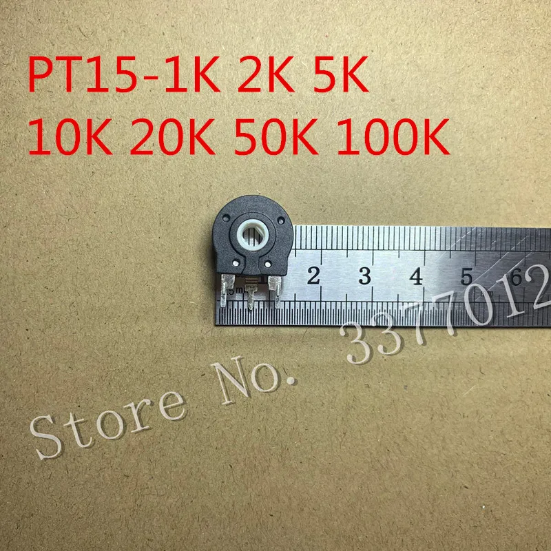 

1pcs potentiometer vertical PT15 series 1K 2K 5K 10K 20K 50K 100K oval hole horizontal adjustable resistance