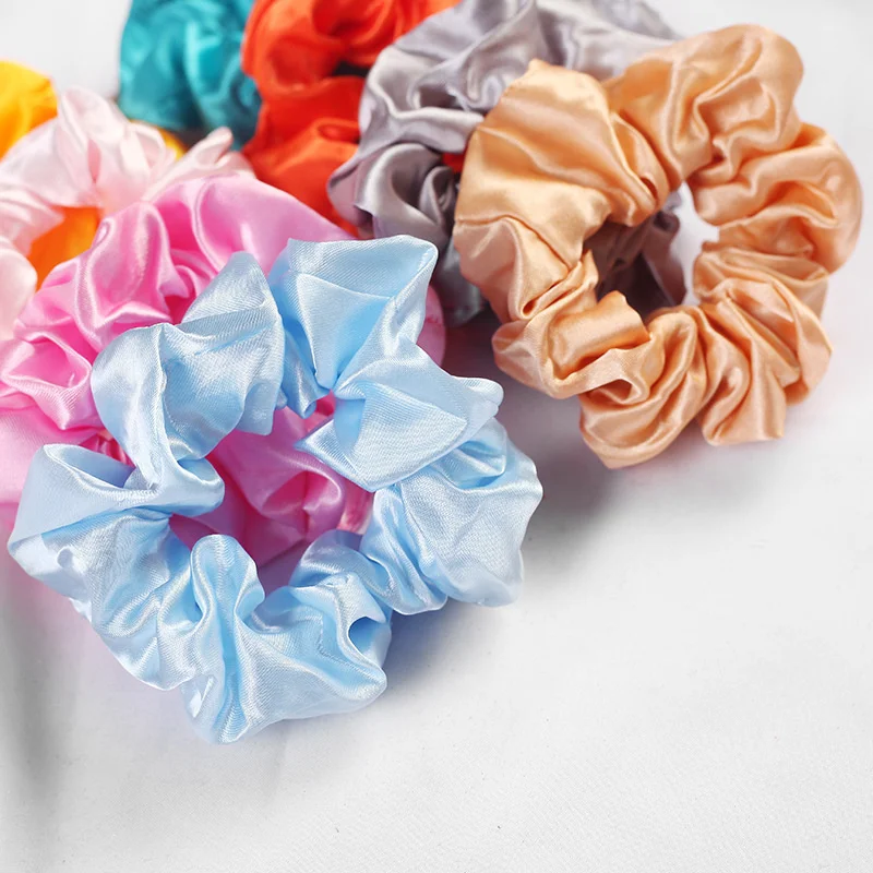 10Pcs/Lot Satin Elastic Hair Bands Colorful Silk Scrunchies Cute Rings Ropes Ties Fashion Ponytail Holder Women Hair Accessories