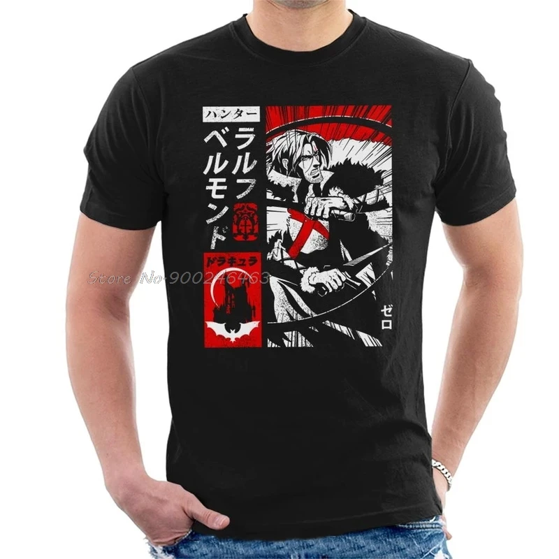 Printed Camiseta Hunter Trevor Belmont Retro Japanese Castlevania Men's T-Shirt Cotton Women Tshirt Cotton Tees Anime Harajuku