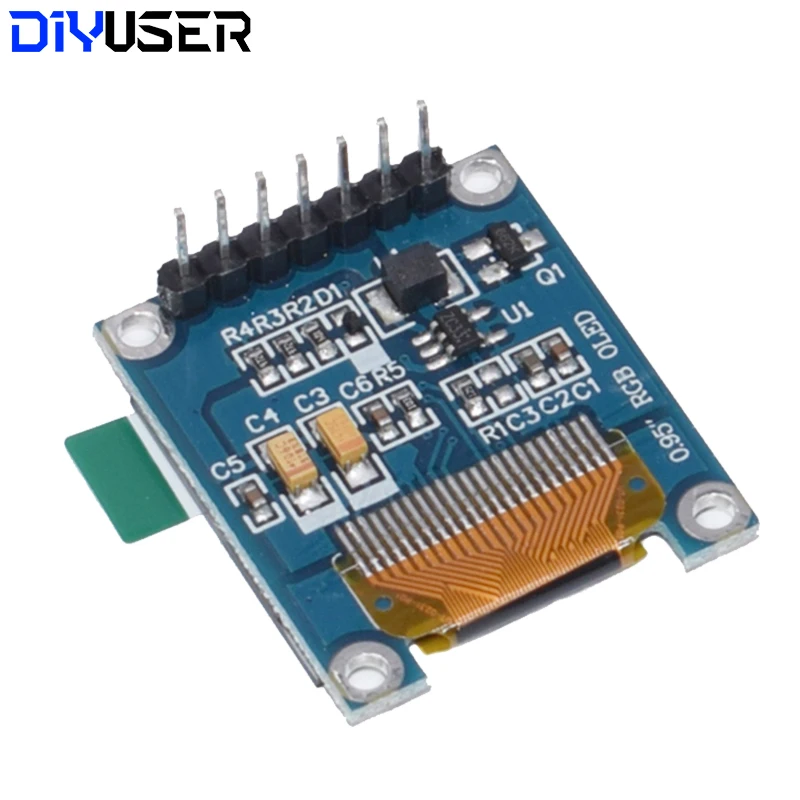 Módulo de exibição oled colorida de 0.95 polegadas, módulo oled de 0.95 polegadas com resolução de 96x64, spi, interface paralela, controle ssd1331 com 7 pinos