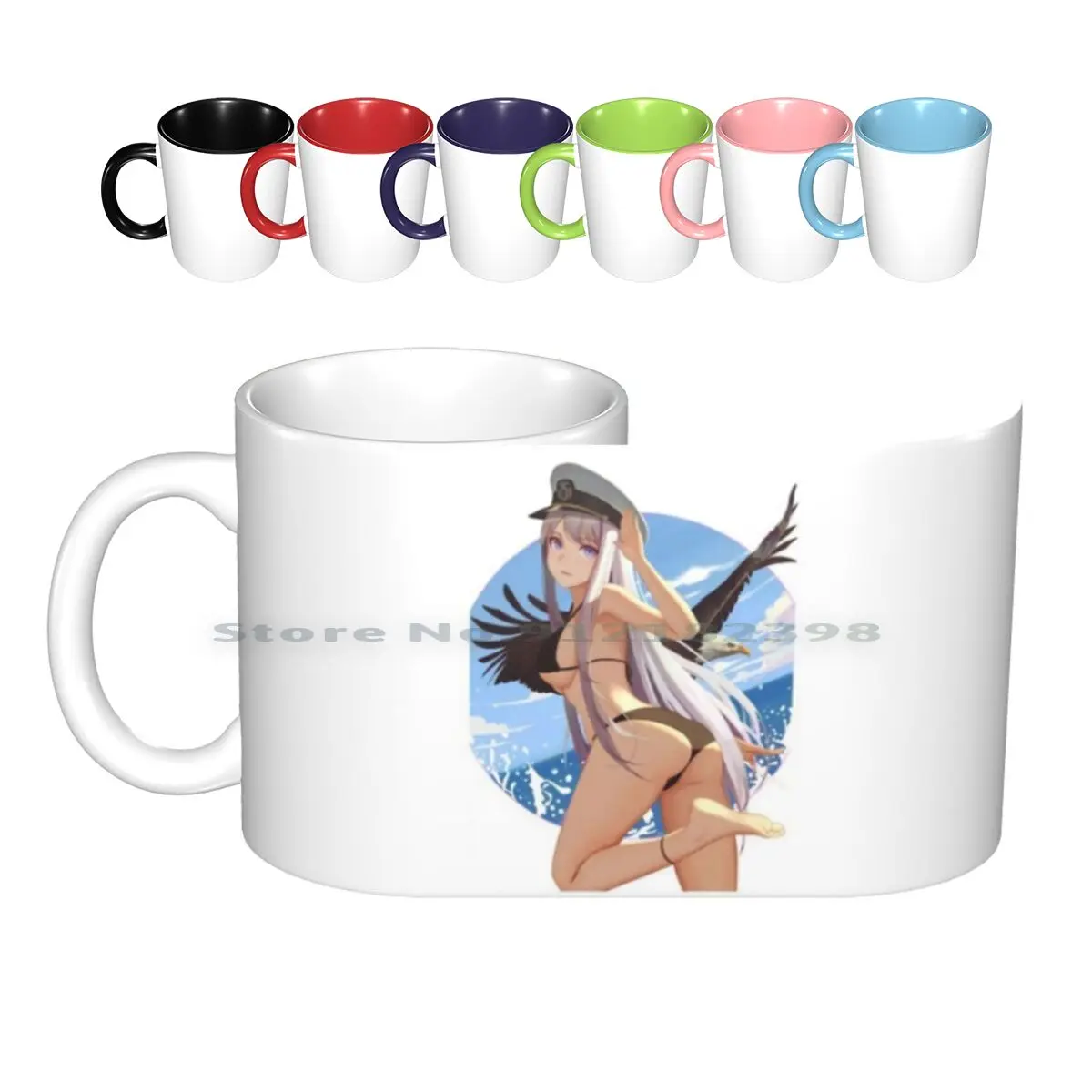 Azur Lane-Enterprise Ceramic Mugs Coffee Cups Milk Tea Mug Azur Lane Enterprise Big Tits Boobs Oppai Cleavage Thigh Highs