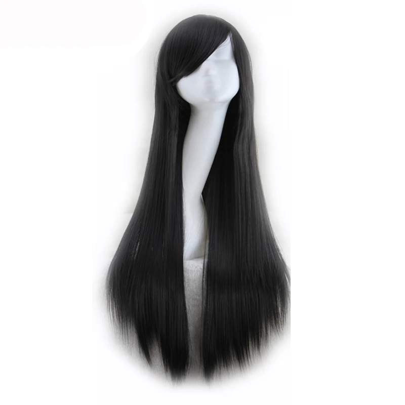 Similler-Perruque de Cosplay synthétique lisse et longue de 80 cm, noire, violette, rouge, rose, bleue, verte, blanche, grise et brune