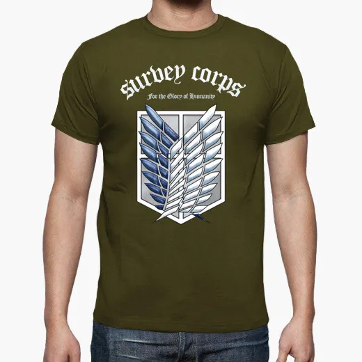 Shingeki No Kyojin Survey Corps Emblem Printed T-Shirt. Summer Cotton Short Sleeve O-Neck Mens T Shirt New S-3XL