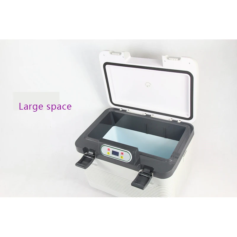 Multifuncional pequeno frigorífico com fivela dupla design forte vedação portátil handletemperature ajustável lcd displa