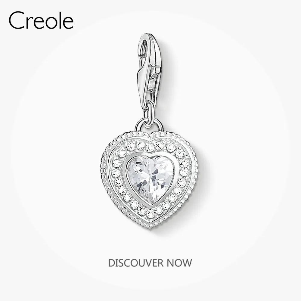 White CZ Heart Charms Pendant,2020 Summer Brand New Europe Fashion New Jewelry Romantic 925 Sterling Silver Gift for Women Girl