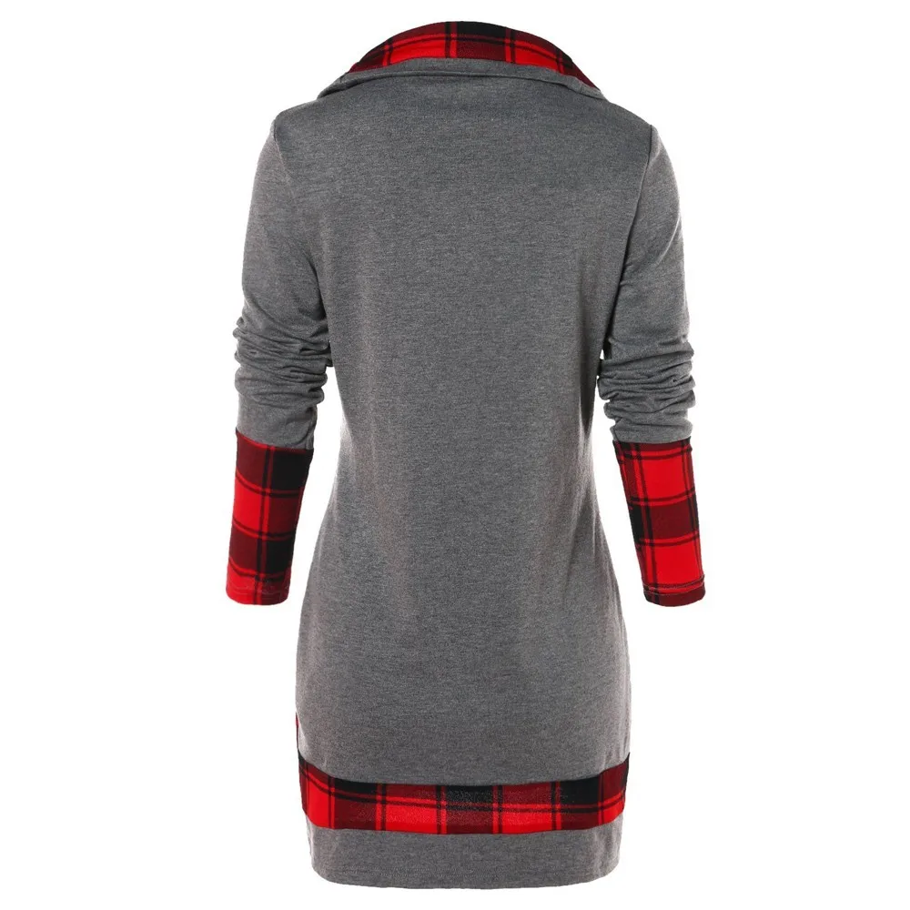 2022 New Fashion Turtleneck Tunic Blouse Casual Winter Ladies Plaid Bottom Tops Female Women Long Sleeve Shirt Blusas Pullover