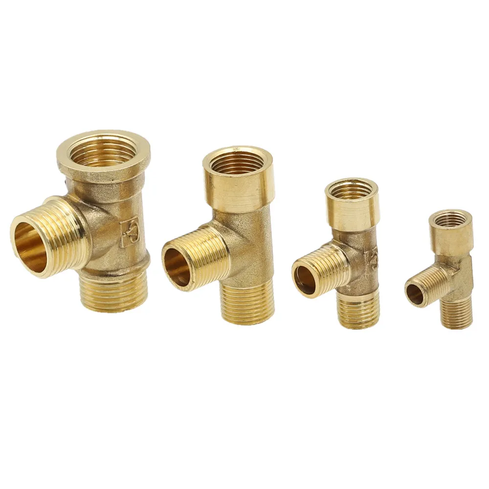 

Brass Fittings Male to Male to Female 1/8" 1/4" 3/8" 1/2"BSP Thread Air Water oil fuel gas Piping Quick Coupler Fitting adapter