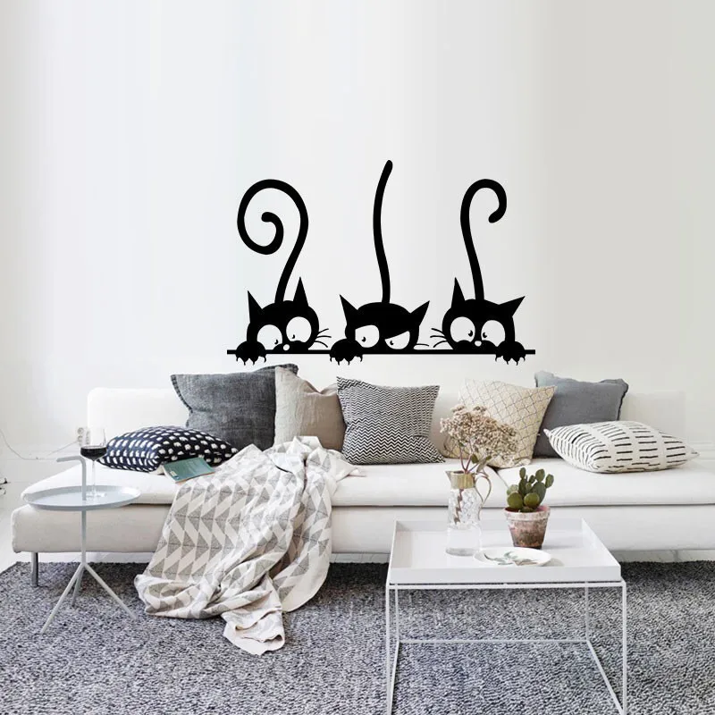 Removable Three Black Cat Wall Stickers Art Decal Mural Diy Kids Bedroom Decor