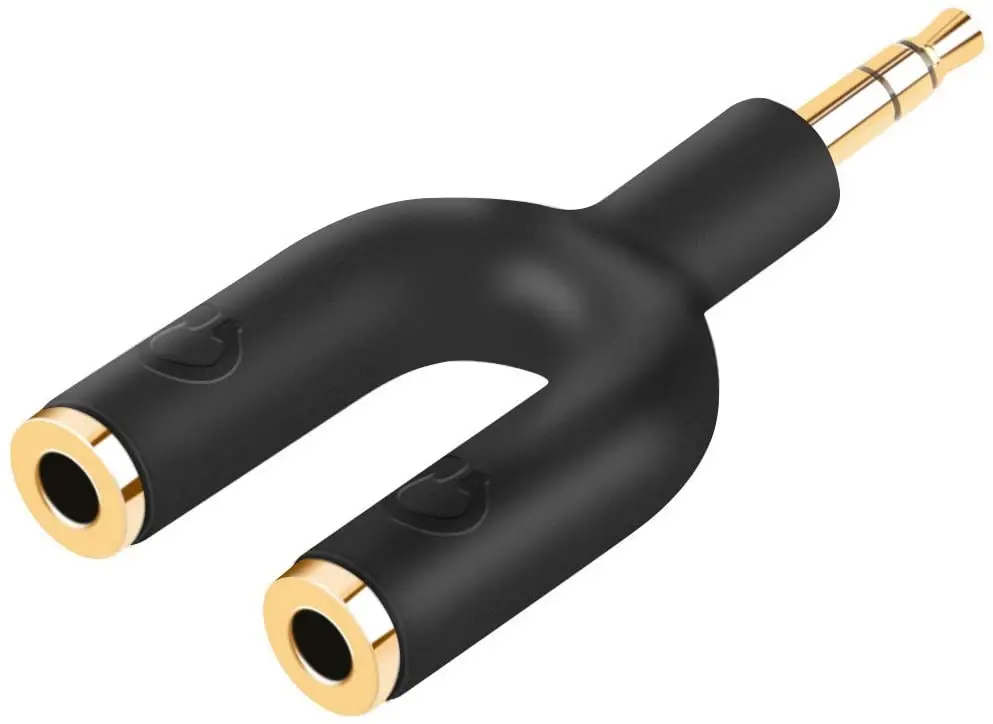 Adaptador de divisor de fone de ouvido, aux stereo y jack, 3.5mm macho para 2 portas 3.5mm fêmea, compatível com fone de ouvido, fone de ouvido, telefone, reprodutor de mp3